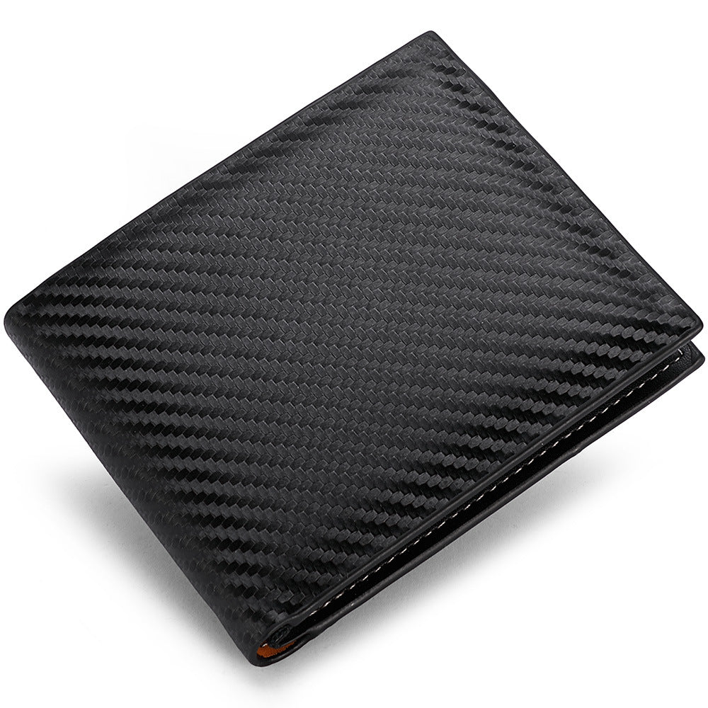 New Carbon Fiber Short Wallet Men's Card Bag Integrated Zipper Change Bag Holder