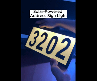 Solar Wall Yard Gate Sign Street Light Address Sign Digital Panel Light House Number Solar Lighting Outdoor Waterproof