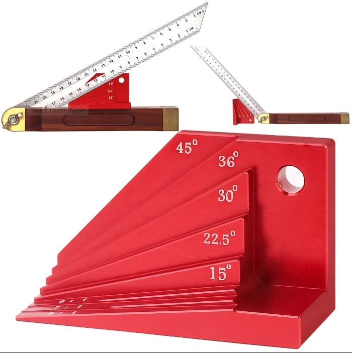 Angle Measuring Block Gauge with 15¡ã-45¡ãAdjustable Bevel Block Gauge Aluminum Alloy Measuring Block Angle Finder for Protractor