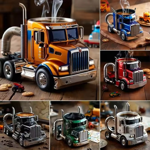 Creative Truck Design Coffee Mug 11 Ounces Semi-trailer Water Cup Desktop Home Kitchen Semi Truck Coffee Cup Ornament