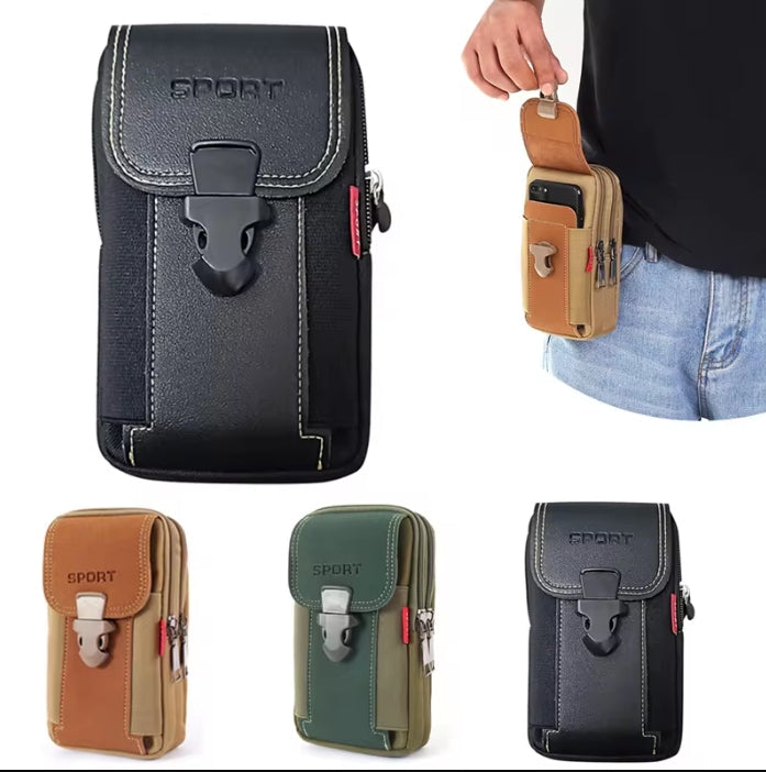 Man Phones Belt Pouch Cell phone Keys Cigarettes Wallet Large Capacity Waist Pack Tactical Duty Belt Backpack Card Holder Fits Phones up to 6.8inch