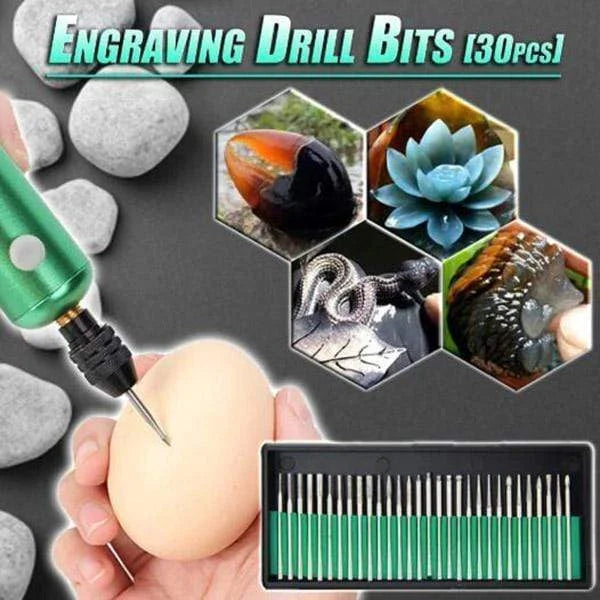 30pcs Engraving Drill Bits Tungsten Carbide Rotary Burrs Set for Accessories Milling Cutter Drill Bit Engraving Bits