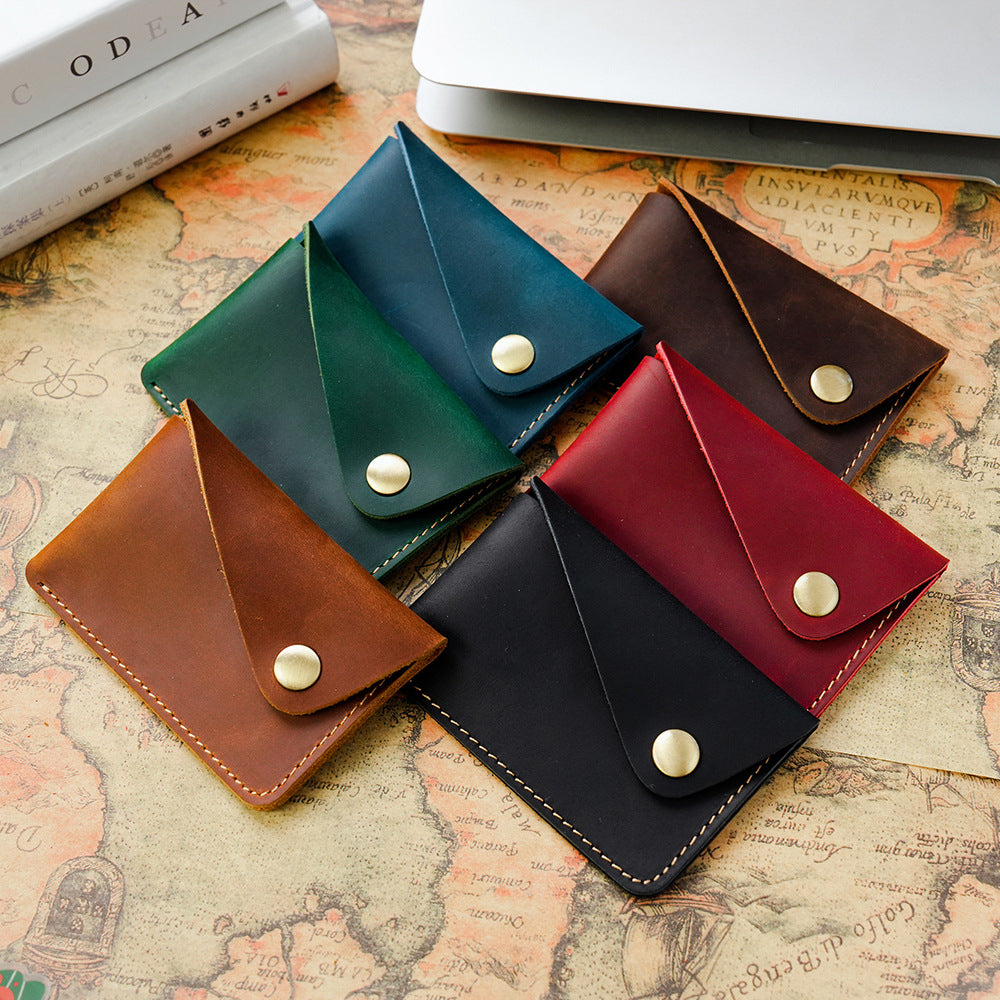 Top grade Handmade Crazy Horse Leather Credit Card Holder Wallet