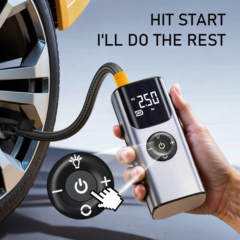 Wire Wireless Dual-Use Car Air Pump Portable Air Compressor for Car Motorcycles Bicycle Balls Electric Tire Inflator with LCD Digital Display
