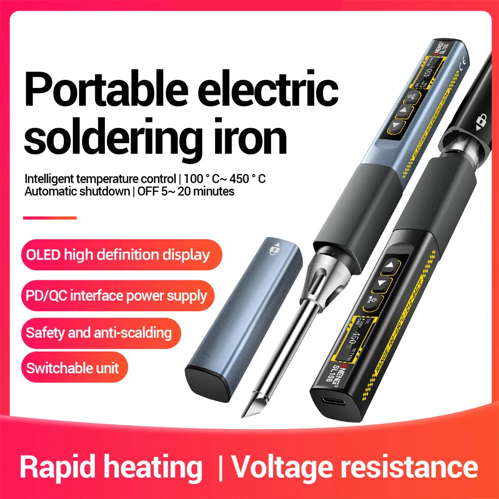 High Power PD 96W Electric Soldering Irons kit QC Adjustable Temperature Fast Heat Portable Digital Smart Soldering Iron Tools OLED Screen